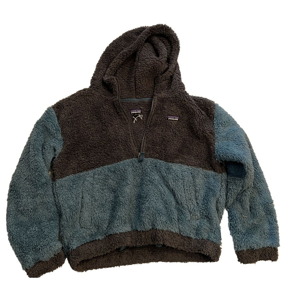 Patagonia Girls Gatos‎ Hoody Sweatshirt Teal Gray Grey Size XL